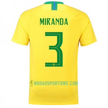 Koszulka Brazylia Miranda 3 Mistrzostwa Świata 2018 Domowe Stroje Piłkarskie